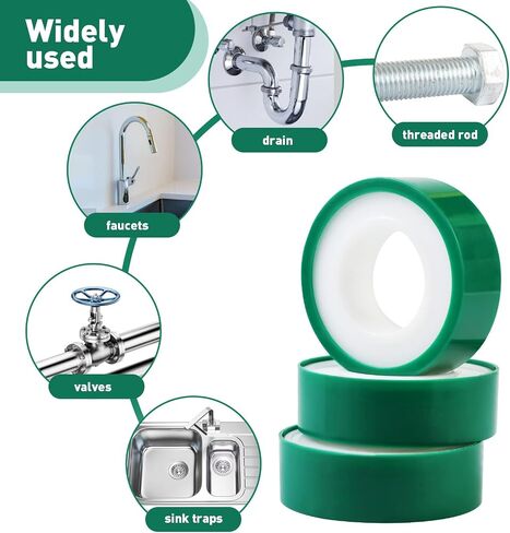3 Roll Plumbers Tape, Teflon Tape, Water Pipe Sealing Tape, Plumbing Tape, High-Density Performance Waterproof Duct Tape, Thread Seal Tape. L 390 in x W 0.47 in. Blue in Kuwait