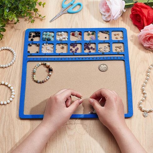 حصيرة Benecreat Blue Bead ، 11.8x11.8 بوصة مستطيل ، لوحة تصميم حبة مع مقاييس و 14 شبكة ، صينية خرز لصنع المجوهرات ، مستلزمات الديكور in Kuwait