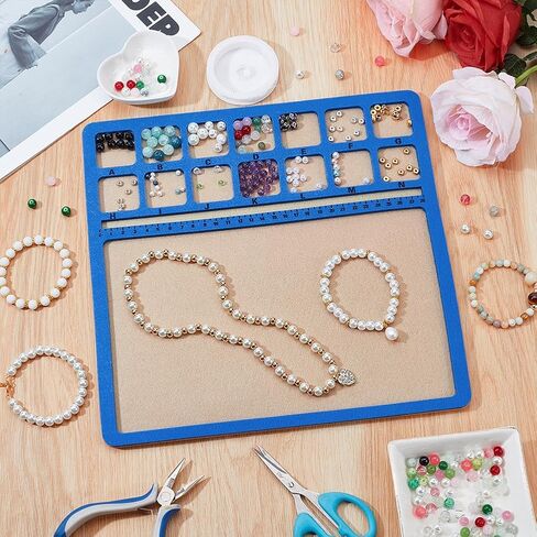 حصيرة Benecreat Blue Bead ، 11.8x11.8 بوصة مستطيل ، لوحة تصميم حبة مع مقاييس و 14 شبكة ، صينية خرز لصنع المجوهرات ، مستلزمات الديكور in Kuwait