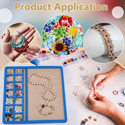 حصيرة Benecreat Blue Bead ، 11.8x11.8 بوصة مستطيل ، لوحة تصميم حبة مع مقاييس و 14 شبكة ، صينية خرز لصنع المجوهرات ، مستلزمات الديكور in Kuwait