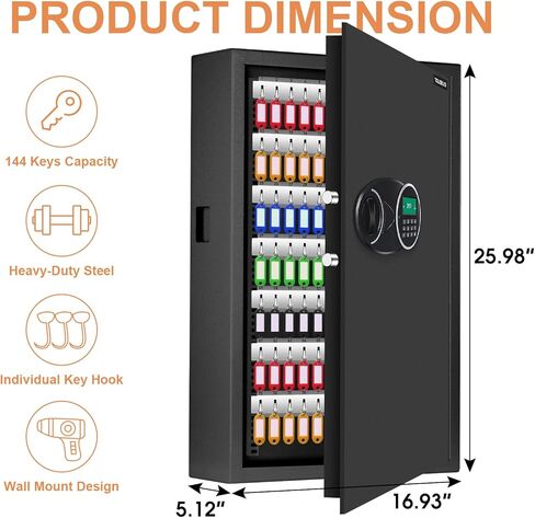 220 Position Large Key Lock Box Wall Mount with Code, Digital Key Cabinet Wall Mount Key Organizer with Key Tags, Adjustable Key Safe Key Holder for Car, Hotels, Office, House in Kuwait