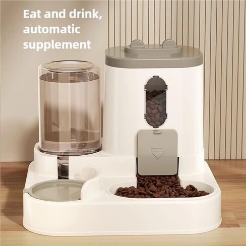 Two-in-One Upgraded Automatic Pets Feeder and Water Dispenser Combo Set, Pet Cat Dog Gravity Feeder and Water Dispenser for Small and Medium Pets Cats Dogs, Large Capacity & Washable in Saudi Arabia