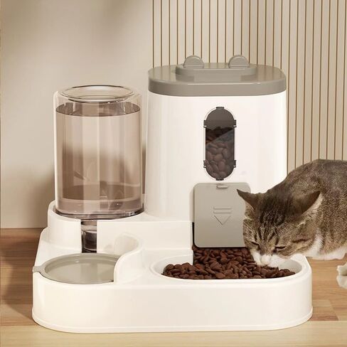 Two-in-One Upgraded Automatic Pets Feeder and Water Dispenser Combo Set, Pet Cat Dog Gravity Feeder and Water Dispenser for Small and Medium Pets Cats Dogs, Large Capacity & Washable in Saudi Arabia
