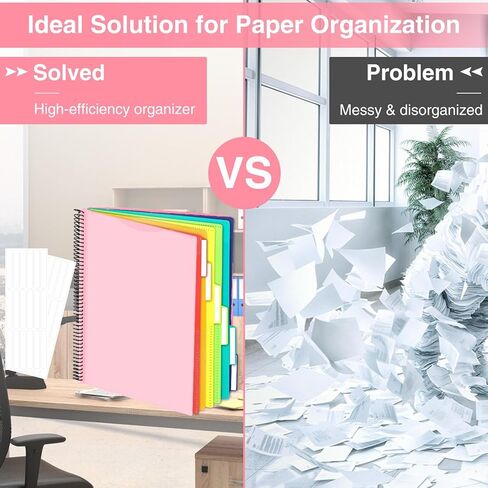 12 Pocket Project Organizer, Forvencer 1/6-cut Tab Binder Organizer with Sticky Labels, Multi Pocket Folder with Zipper Pouch, Folder Binder Spiral Pocket Notebook, Office Supplies, Letter Size, Blush in Kuwait