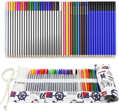 48-Piece Painting Set for Beginners to Artists: 24 Oil-Based, 12 Water-Soluble & 12 Sketching Pencils with Portable Case | Art Supplies Kit for Sketching, Coloring, Gifts in Kuwait