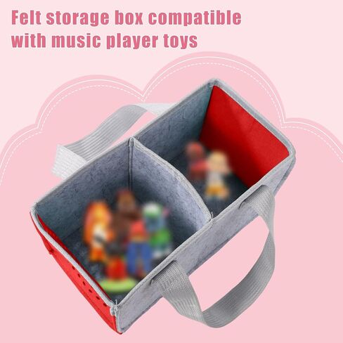 Carrying Case for Tonies Box Starter Set, Folding Carry Bag Portable Holder Carrier Felt Travel Organizer with Handle Accessories for Toniesbox Kids Musical Toy Storage & Carrying (Gray + Lake Blue) in Saudi Arabia