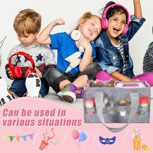 Carrying Case for Tonies Box Starter Set, Folding Carry Bag Portable Holder Carrier Felt Travel Organizer with Handle Accessories for Toniesbox Kids Musical Toy Storage & Carrying (Gray + Lake Blue) in Saudi Arabia