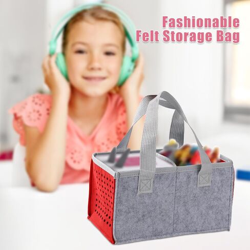 Carrying Case for Tonies Box Starter Set, Folding Carry Bag Portable Holder Carrier Felt Travel Organizer with Handle Accessories for Toniesbox Kids Musical Toy Storage & Carrying (Gray + Lake Blue) in Saudi Arabia