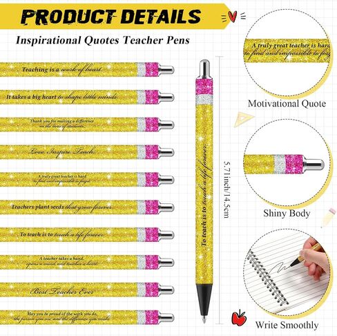 10 Sets Teacher Appreciation Gift Bulk, Pencil Design Spiral Notebooks Glitter Ballpoint Pen Set, Teacher Thank You Gifts for Employee, Staff, Coworkers, Office, School Supplies, 10 Styles in Saudi Arabia