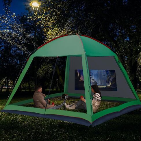 Screen Tent Camping Tent Outdoor Beach Tent Sun Shelter with 2-Pcs Side Wall & LED 12x12 FT 9-12 Person in Saudi Arabia