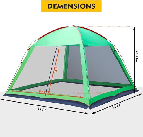 Screen Tent Camping Tent Outdoor Beach Tent Sun Shelter with 2-Pcs Side Wall & LED 12x12 FT 9-12 Person in Saudi Arabia