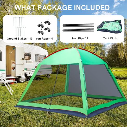 Screen Tent Camping Tent Outdoor Beach Tent Sun Shelter with 2-Pcs Side Wall & LED 12x12 FT 9-12 Person in Saudi Arabia