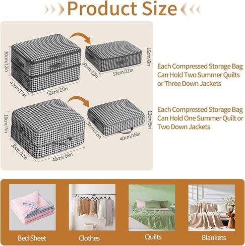 4 Pcs Compression Storage Bags, Large Capacity Ultra Space Saving Clothes Storage Bags for Sweater, Sheet, Bed, Blanket Storage Organizer with Window Handle, Cubes Storage Bags with Zipper in Kuwait