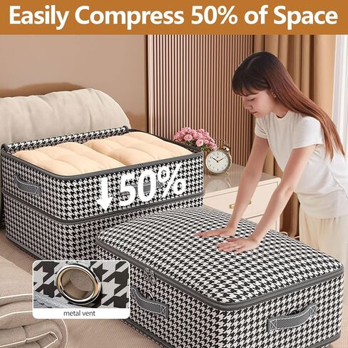 4 Pcs Compression Storage Bags, Large Capacity Ultra Space Saving Clothes Storage Bags for Sweater, Sheet, Bed, Blanket Storage Organizer with Window Handle, Cubes Storage Bags with Zipper in Kuwait