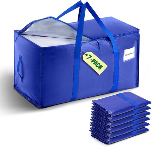 3-Pack Moving Bags with Carrying Handles and Zipper - Heavy Duty Space Saving Bags with Tag Pocket,Extra Large Storage Bags, Waterproof Totes for Clothes College move-in,Blue in Saudi Arabia