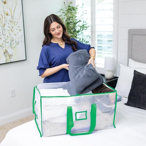 Storage and Moving Bags - Heavy Duty, Dust Protection and Water Resistant, Durable Zipper Closure and Sturdy Handles Best Moving Boxes Alternative (Black, 6 Pack) in Saudi Arabia