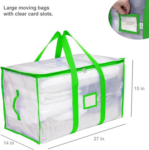 Storage and Moving Bags - Heavy Duty, Dust Protection and Water Resistant, Durable Zipper Closure and Sturdy Handles Best Moving Boxes Alternative (Black, 6 Pack) in Saudi Arabia