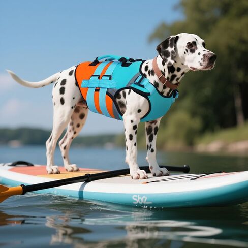 Kuoser Dog Life Jacket, Large High Flotation 2XL Dog Life Vest for Swimming Boating, Reflective Dogs Swimsuit Lifejacket, Pet Life Preserver with Double Rescue Handle, Blue, XXL in Saudi Arabia