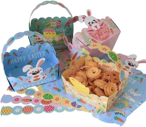 Rarapop 12Pcs Easter Treat Boxes Rabbit Ears Gable Box with Handle, 6.3 x 3.5 x 3.5 Inch Bunny Snack Candy Gift Boxes for Easter Basket Party Favor Gifts in Saudi Arabia