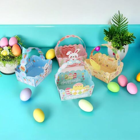 Rarapop 12Pcs Easter Treat Boxes Rabbit Ears Gable Box with Handle, 6.3 x 3.5 x 3.5 Inch Bunny Snack Candy Gift Boxes for Easter Basket Party Favor Gifts in Saudi Arabia