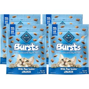 Blue Buffalo Bursts Crunchy Cat Treats, Chicken Liver and Beef 5-oz Bag (Pack of 2)