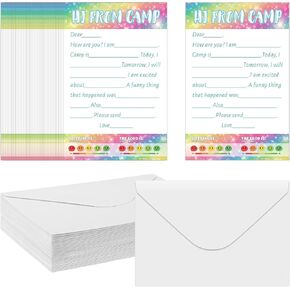 Janlaugh 80 PCS CAMP STANTERY SET (40 املأ الأوراق و 40 مغلفات مطابقة) أوراق قرطاسية معسكر وأظرف لكتابة رسائل فتيان للبنات (شخصية)