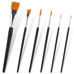 Face Paint Brush Set, 6 Pcs Artist Brushes for Body Face Painting Professional Nylon Hair Paint Brushes for Acrylic Painting Watercolor Oil Gouache Carnival Cosplay Party Makeup Kit