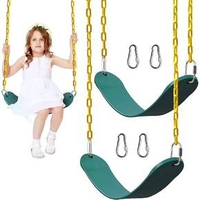 Pacearth 2 Pack Swings مقاعد 660 رطلا مع 68.9 بوصة سلاسل مضادة للتجديد مغلفة بلاستيكي 23.6 بوصة الأشرطة معلقة وأرباك القفل ملحقات مجموعة البديل البديل - الأخضر - الأخضر