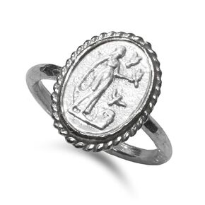 Caprixus Signet Ring 925 Sterling Silver 24K Gold Vermeil Handmade Rings for Women Two Tone Ancient Coin Ring Hammered Pinky Ring Greek Art Artisan Designer Turkish Fine Jewelry