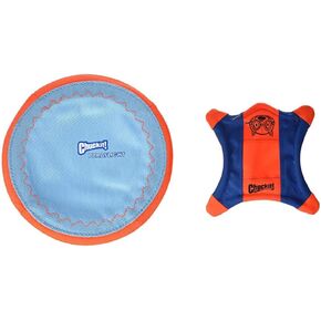 تشوكت! لعبة الكلب القرص الطيران Paraflight ، صغيرة (6.75 ") و Chuckit! Flying Squirrel Fetch Dog Toy ، Size Medium (9.5" قطرها)