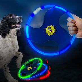 Flying Disc Flyer Dog Toy, Glow in The Dark Nylon With 3 Light Models, Floating Ring for Physical Exercise, Pet Training Throwing Playing