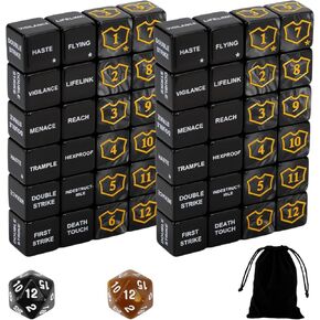 50PCS Abilities Keywords Counter Dice Black Shield MTG Dice Set, MTG Bulk Creature Stats Buff Tokens Dice for Magic Card, CCG TCG Card Gaming Accessories