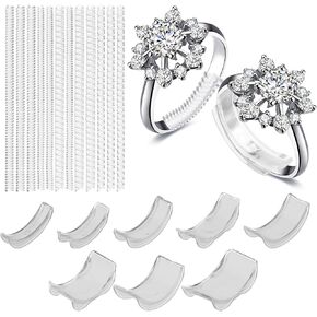 20pcs Invisible Ring Snuggies for Women,Clear Ring Size Adjuster with Hole, Ring Sizers for Loose Rings,Insert and Spiral Ring AdjusterEasy to Use for Any Thin Wide Rings