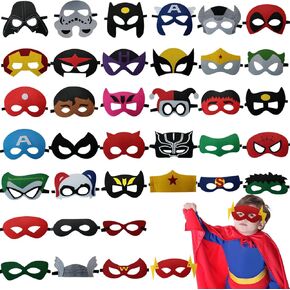 37 Packs Superhero Masks Party Favors for Kids, Superhero Party Supplies for Kids Dress Up Birthday Gift Halloween Cosplay Party Masks Party Supplies