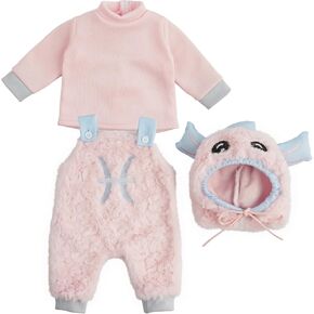 Babeside 3 PCS Reborn Baby Baby Doll Clotions for 17-22 Inch Babydolls ، Animal Animal Reborn Baby Doll Associatory with with hat for dolls for the ripls ، pink