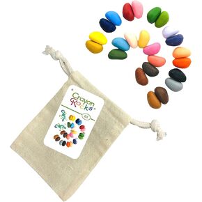 Crayon Rocks Art Supplies Safe for Kids & Toddlers - 24 تلوينًا غير سام من التلوين - أقلام تلوين ثلاثي القوائم للرسم والتعلم وتطوير خط اليد - تأتي في حقيبة شاش