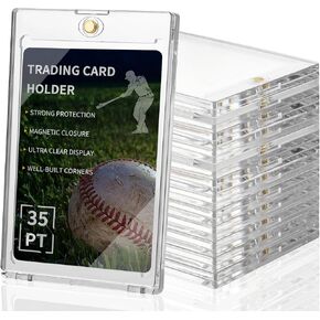 Uniclife 30 Pack 35 pt Magnetic Card Holder for Trading Cards Ultra Clear Magnetic Card Case with UV Protection Hard Plastic Baseball Card Holder Card Protector Display Case for Game Cards MTG Cards