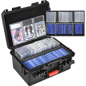 Trading Card Case Storage Box - Sports Cards Box for PSA Slabs Top Loaders, Baseball Card Storage, Basketball Graded Cards Storage Boxes, Waterproof Hard Case Cards Boxes with 4 Dividers DIY (300+)
