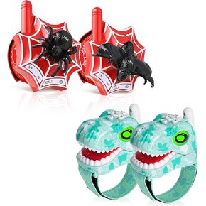 Walkie Talkies for Kids 4 Pack ، بما في ذلك Dinosaur Walkie Talkies ، Bat Walkie Talkie ، ألعاب الأطفال للفتيان الفتيات الذين تتراوح أعمارهم بين 3 و 8 سنوات من أجل عيد الهالوين ، عيد الميلاد