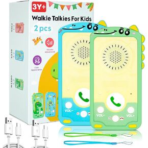 Walkie Talkies for Kids 2 Pack ، Kids Instant Talker Long Ranger Dinosaur Case Magic Mode Mode Mode Talk & Hear في نفس الوقت القابل للشحن للأعمار من 3 إلى 9 سنوات الفتيات الفتاة في الهواء الطلق