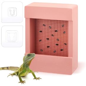 Chameleon Bounded Dragon Bug Bowl Bowl Wooden Escect Ensect Reptile Box مع لوحة الشبكة لتغذية إكسسوارات Gecko Lizard Frog Aquarium (وردي)