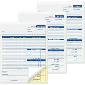 150 Sets Job Invoice Forms, 2 Part Carbonless, 8.5X11 Inch Numbered Labor and Materials Invoice Log and Repair Billing (50 Sets Each Pad, 3 Pad)