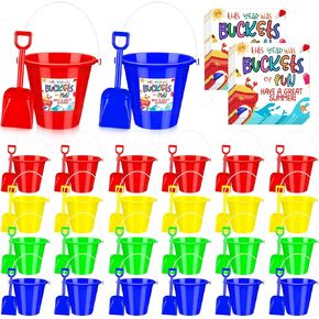 36 Sets End of Year Student Gifts Sand Buckets and Shovels for Kids with Summer Cards Bulk Last Day of School Present from Teacher Classroom Prizes Summer Vacation Party Accessory for Pool Outdoor
