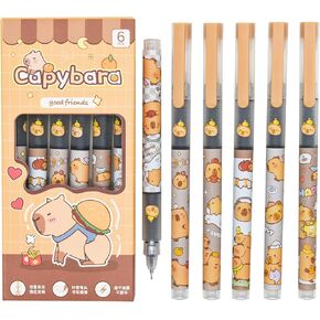 12 PCS Novelty Capybara تحت عنوان Rollerball Pen Animal Pens - Black Ink - أداة كتابة سلسة للمدرسة والمكتب والاستخدام اليومي