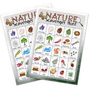 مجموعة بطاقات صيد Nature Scavenger مجموعة من 25 جهاز كمبيوتر ، ولعبة مطاردة الكسام ، وصيد الزبال في الهواء الطلق ، وأجهزة لعبة العطلات في الهواء الطلق ، وبحث عن نشاط التخييم ، وألعاب حفلات العطلات لصديق العائلة ، A02