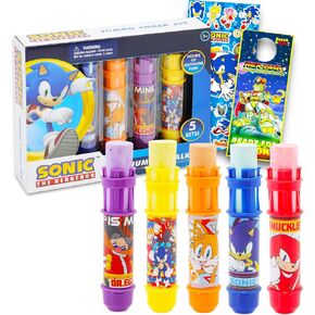 Sonic the Hedgehog Sidewalk Chalk Party Supplies for Kids - حزمة مع 5 عصي الطباشير Jumbo مع ملصقات Holder Plus ، المزيد | سونيك في الهواء الطلق ، تفضل حفلة الألعاب للأولاد