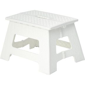 White Small Folding Step stoolfor Adults Outdoor&Indoor Use-Heavy Duty 200lbs, Lightweight-3 Second Quick Folding Stool Waterproof&No-Scratch Base for Camping Picnic Home and Travel