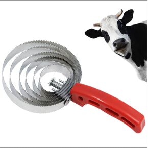 6 Rings Reversible Stainless Steel Curry Comb Horse Brush, Steel Comb With Red Soft Touch Grip For Tool Pet Cattle Sheep Dogs Cats Goats Horse Beauty Products