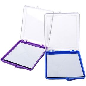 2Pcs Empty Plastic Magnetic Needle Storage Case Anti Loss Square Magnetic Needle Keeper Cross Stitch Sewing Pin Holder Organizer Push Pins Holder for DIY Sewing Quilting Supplies, Blue and Purple