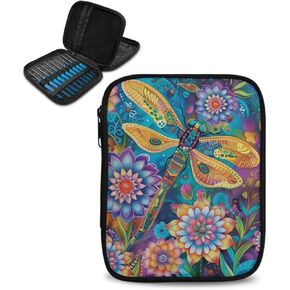 Boho Floral Crochet Hook Case Plantable Dragonfly Crochet Hook Organizer with Web Mobilets Knitting Eeedle Case لمستلزمات كروشيه الحياكة in Kuwait